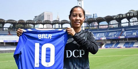 Rangers Women FC signed the 29-year-old national team forward Ngangom Bala Devi for 18 months. (Photo | Twitter)