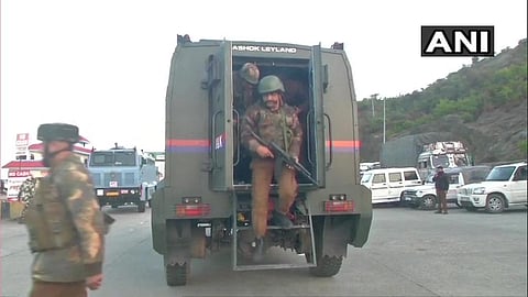 Security personnel involved in an encounter with terrorists. (Photo | Twitter / ANI)