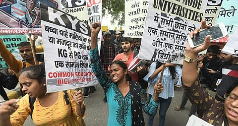 JNU students during the protest march demanding fee hike, in New Delhi. ( File Photo | Shekhar Yadav/EPS)