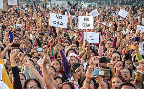 All Assam Students Union AASU supporters stage a protest rally against the amended Citizenship Act in Dibrugarh. (File Photo | PTI)