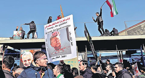 Mourners attend a funeral ceremony for Iranian Gen. Qasem Soleimani at the Islamic Revolution square in Tehran | PTI