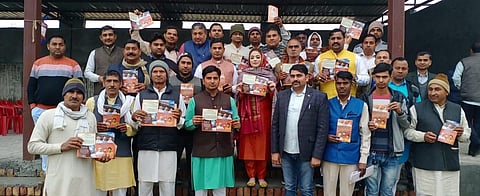 Nauksham Chaudhary addresses small gatherings of 50 to 60 people and travels to 5-6 villages a day. (Photo | Express)