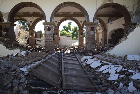 The Immaculate Concepcion Catholic church lies in ruins after an overnight earthquake in Guayanilla, Puerto Rico, Tuesday. (Photo | AP)