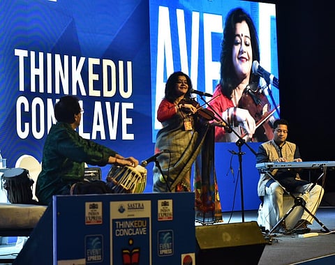 Violinist Sunita Bhuyan speaks on the topic 'Making Music, Changing Minds'  at `ThinkEdu conclave 2020' hosted by The New Indian Express. (Photo | EPS/ P Jawahar)