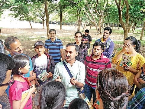 Sunil Kumar with enthusiasts at a previous ant walk held in the city