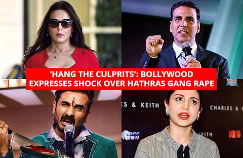 Bollywood celebrities have expressed shock over the gang rape of a teenager in Hathras. B-Towners also voiced protest against the alleged cremation of the victim by the police without the consent of her family early on Wednesday. (Photo | PTI)