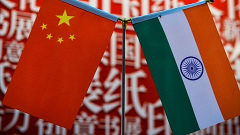 India and China flags. 