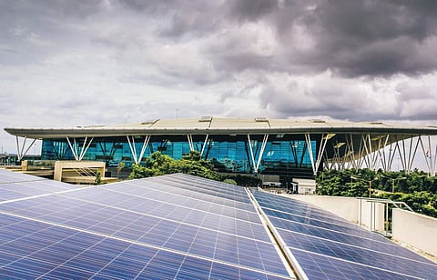 A .5MW solar project was commissioned at Bengaluru airport in March 2016. (Photo | Express)