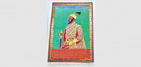 A painting of Chhatrapati Shivaji Maharaj by Indian miniaturists in Golconda, on display at the Rijksmuseum in Amsterdam