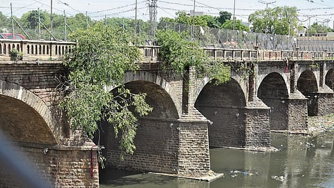 Right next to the modern bridge lies the Puranapul, the first bridge to be constructed in Hyderabad in 1578 | (File photo | RVK)
