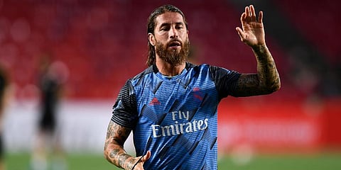 Real Madrid's Sergio Ramos gestures as he warm up ahead of the Spanish La Liga match. (File Photo | AP)