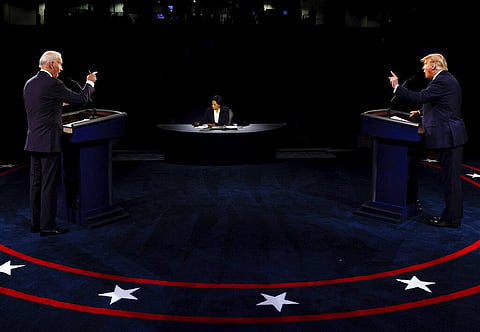 President Donald Trump and Democratic presidential candidate former Vice President Joe Biden talks at the same time during the final presidential debate at Belmont University | AP