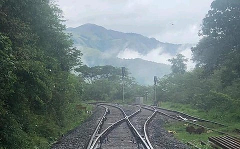 Railway tracks in ghat section between Sakleshpur and Subramanya Road where the signalling system was upgraded to enhance safety of trains. (Photo | Indian Railways)