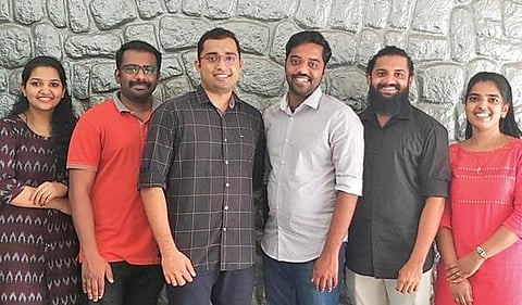 (From left) Reshma Rajan, Joshua V John, Allen Denny James,  Jyothish Jose, Joshy K J and Bincy Alex