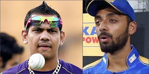 Sunil Narine (L) and Varun Chakravarthy. (File photos| PTI)