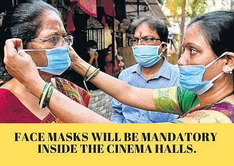 Face masks will be mandatory inside the cinema halls at all times. (Photo | EPS)