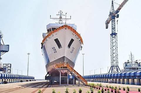 Coast Guard Offshore Patrol Vessel (OPV) Vigraha was launched as per maritime tradition on Tuesday