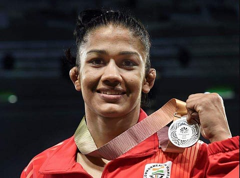Babita Kumari posing with her silver medal. (Photo |PTI)
