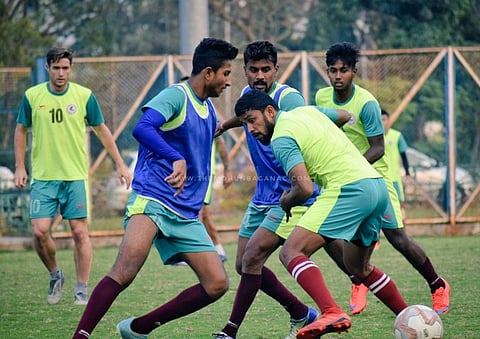 Mohun Bagan players during a training session. (Photo | Twitter/ @Mohun_Bagan)