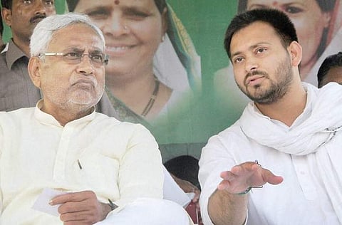 Nitish Kumar with Tejaswi Yadav. (File Photo)