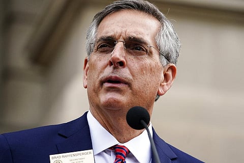 Georgia Secretary of State Brad Raffensperger speaks during a news conference. (Photo | AP)