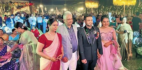 Belagavi Rural MLA Laxmi Hebbalkar and family at her son’s mehendi ceremony in Goa on Wednesday  | Express