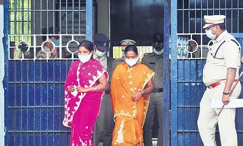 Prisoners who were granted remission of life sentence coming out of central prison  in Visakhapatnam on Friday I Express