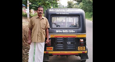 Shyam Kumar has planted and nurtured around 23,000 trees at various public places in Palakkad. (Photo | Express)