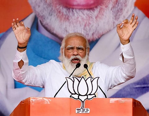 Prime Minister Narendra Modi addresses a rally.  (File Photo | PTI)