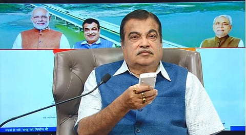 Road Transport and Highways Minister Nitin Gadkari inaugurating the Koilwar bridge over river Sone in Bihar (Photo | Twitter/@nitin_gadkari)