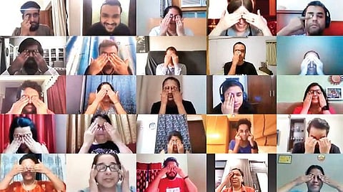 Snapshot of students at an improv workshop by Kaivalya Plays’ on Zoom