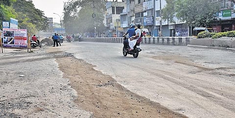 The stretch on Raja Muthaiah road near Basin Bridge where the ditches were closed | p jawahar