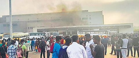 A file photo of Wistron employees going on the rampage. (Photo | Express)