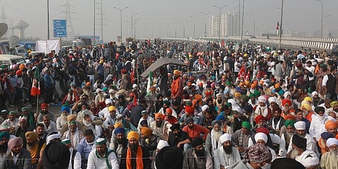 Thousands of farmers have been camping at several Delhi border points for 21 days on the trot, causing closure of several routes. (Photo | Shekhar Yadav, EPS)