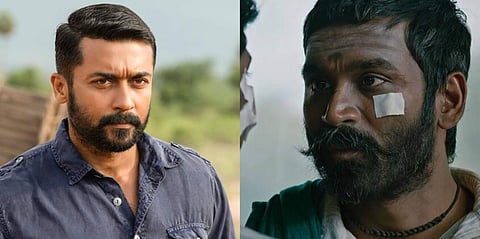 Suriya(L) in Soorarai Pottru and Dhanush in Asuran. (Photo | Cinema Express)