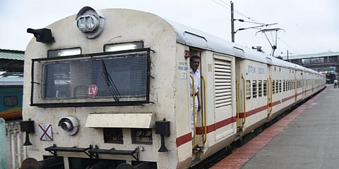 Shot of the first unreserved train departing from KSR railway station on December 7 between KSR and Hosur from Platfrom Three. (Photo | EPS)
