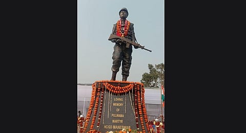 Statue of Pulwama martyr Maneswar Basumatary (Photo | EPPS)