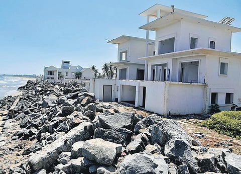 Representative picture of bungalows along the Muthukadu coast. Some of these  structures  have been facing the brunt of sea erosion | R Satish Babu