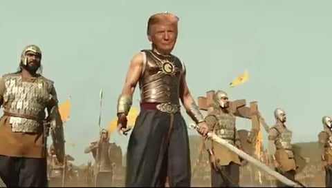 The morphed baahubali video featuring Trump. (photo| Twitter screengrab)