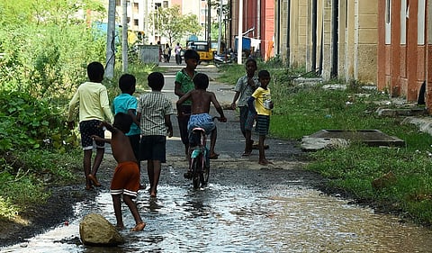 Children playing at Perumbakkam in Chennai.  (Photo | Ashwin Prasath/EPS)