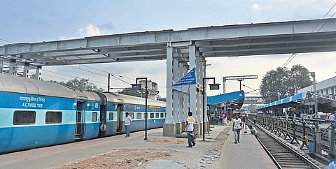The new foot over bridge under construction at Vijayawada Railway Station  | P Ravindra Babu