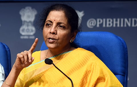 Finance Minister Nirmala Sitharaman during the post-budget press conference in New Delhi.(Photo| Parveen Negi, EPS)