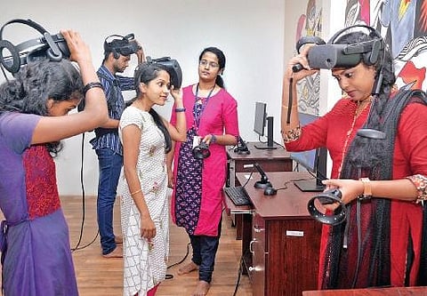 Visitors experience virtual reality at the VR lab located at the Keltron  headquarters  Vincent Pulickal