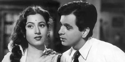 Madhubala with Dilip Kumar in 'Tarana'.
