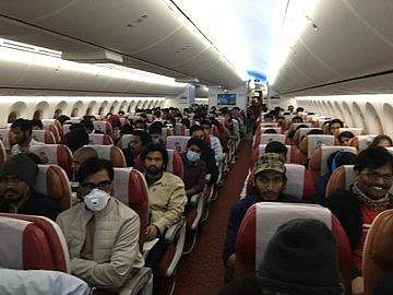211 students and seven compassionate cases departed by Air India flight from Milan. (Photo | ANI)