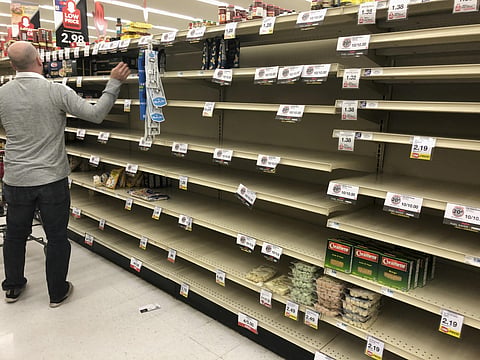 Empty shops in US as people stock up food supplies amid coronavirus scare. (Photo | AP)