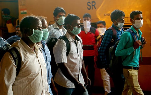 People wear masks at the Kerala station. (File photo| EPS/ TP Sooraj)