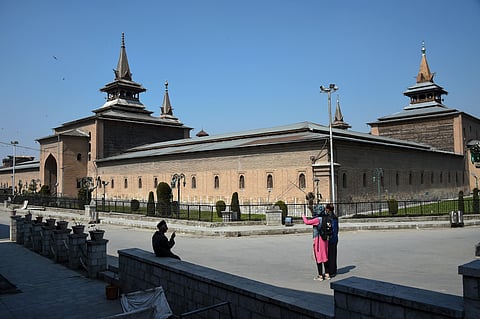 A view of near deserted Jamia Masjid during restrictions in Srinagar Friday March 20 2020. (Photo | PTI)