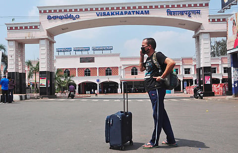 Visakhapatnam railway station wears a deserted look. (Photo | G Satyanarayana, EPS)