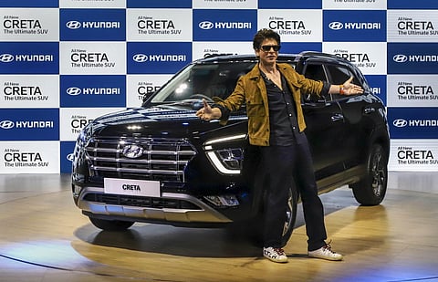 Bollywood superstar Shah Rukh Khan unveiled the new Hyundai Creta at Auto Expo, 2020 held in Greater Noida. (File photo| PTI)